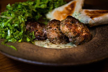 Meatballs Served With Semolina and Vegetables