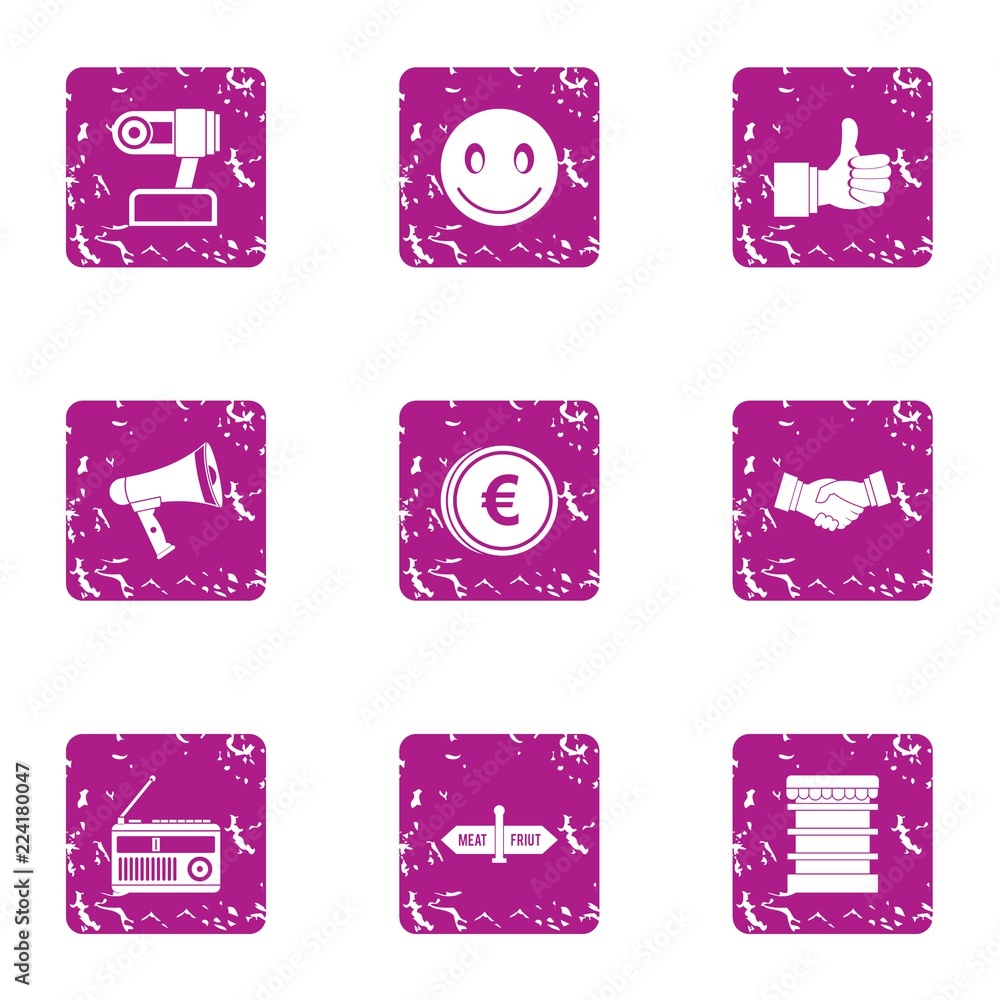 Poster question icons set. grunge set of 9 question vector icons for web isolated on white background