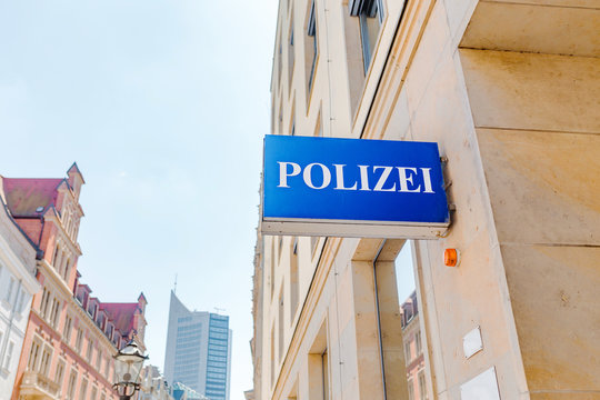 Police station sign in Germany