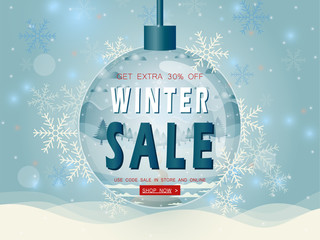 Vector illustration of winter sale poster template.