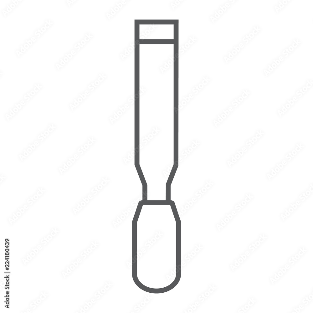 Poster chisel thin line icon, tool and repair, carpenter sign, vector graphics, a linear pattern on a white