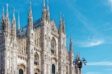 Fototapeta na wymiar Milan, Italy 20 August 2018: Main square in Milan and the Duomo Cathedral.