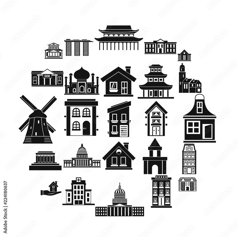 Poster building site icons set. simple set of 25 building site vector icons for web isolated on white backg