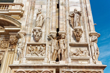 Milan, Italy 20 August 2018: Main square in Milan and the Duomo Cathedral.