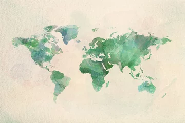 Aquarell Vintage Weltkarte in grünen Farben © Photocreo Bednarek