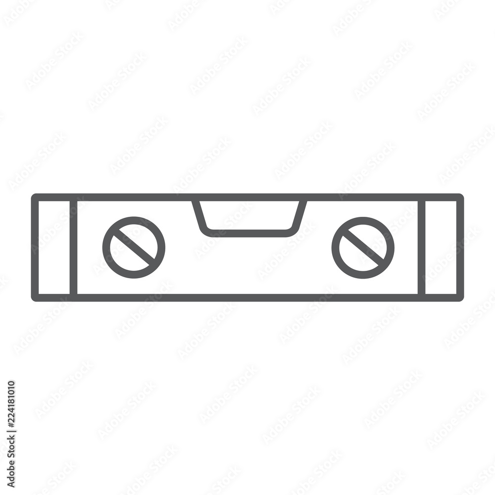 Poster bubble level tool thin line icon, tool and measure, level ruler sign, vector graphics, a linear patt