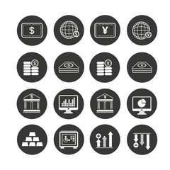 finance and banking icon in circle buttons