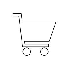 thin line shopping card, trolley icon on white background. Logo vector illustration