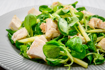 Healthy food, salad with chicken grilled with lettuce