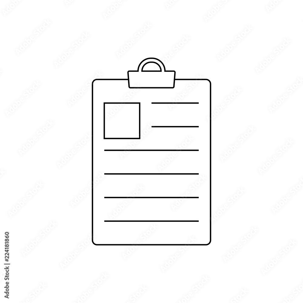 Poster check list isolated minimal single flat linear icon for application and info-graphic. points line ve