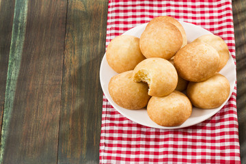 Almojabana, traditional Colombian food - Drink of chocolate