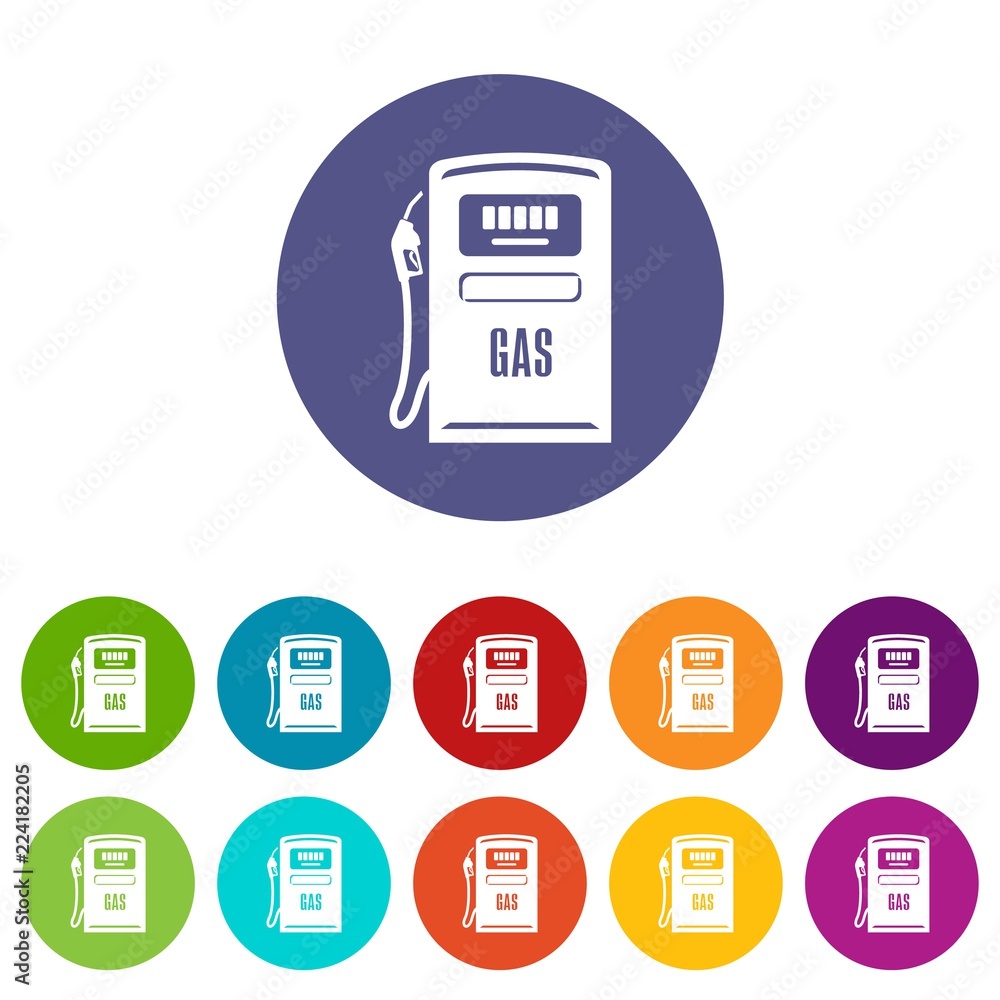Poster gas column icons color set vector for any web design on white background