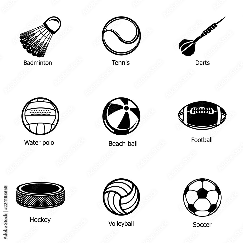 Poster athletic stuff icons set. simple set of 9 athletic stuff vector icons for web isolated on white back