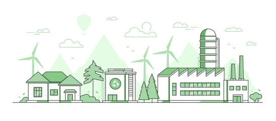 Eco manufacturing - modern thin line design style vector illustration