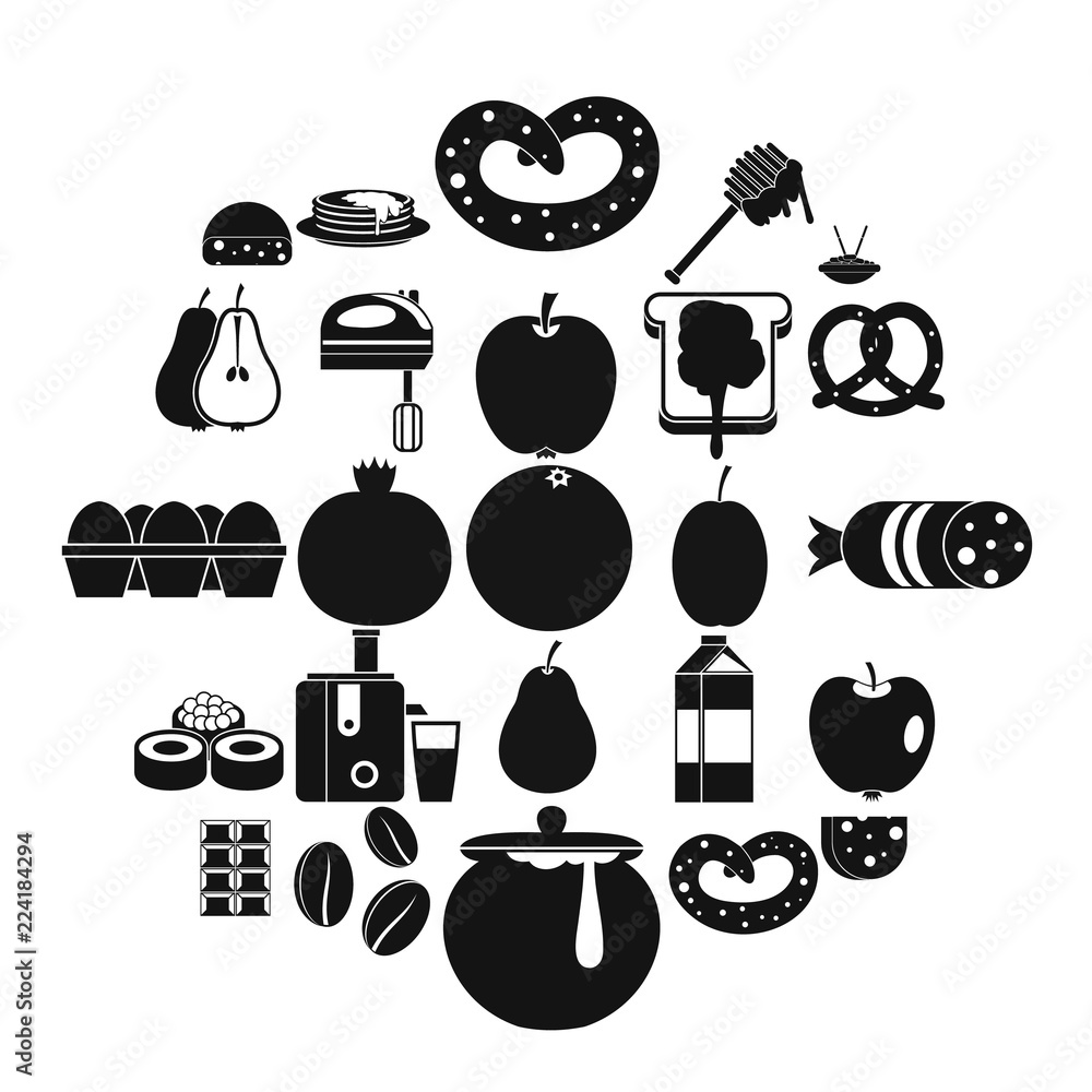 Poster nourishment icons set. simple set of 25 nourishment vector icons for web isolated on white backgroun