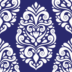 Beautiful blue and white floral seamless pattern. Vintage vector, paisley elements. Traditional,Turkish, Indian motifs. Great for fabric and textile, wallpaper, packaging or any desired idea.