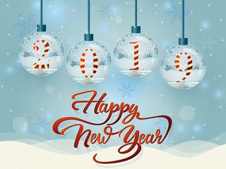 Set of Happy New Year glass ball collection. 