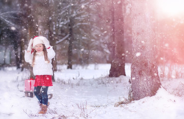 A winter fairy tale, a young mother and her daughter