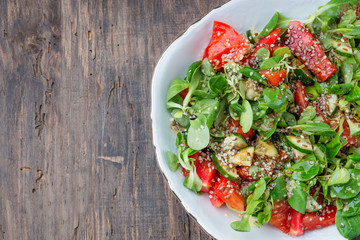 Crisp fresh vegetable salad, food