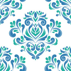 Blue and green vintage decorative seamless pattern. Ornament illustration.Traditional, Arabic, Turkish, Indian motifs. Great for fabric and textile, wallpaper, packaging, or any desired idea.