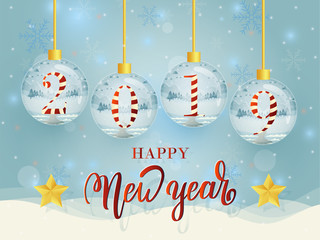 Set of Happy New Year glass ball collection. 