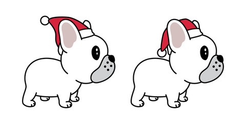 dog vector french bulldog Christmas Santa Claus Xmas hat scarf cartoon character icon logo illustration white