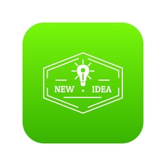 Idea icon green vector isolated on white background