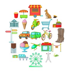 Obraz premium Supermarket icons set. Cartoon set of 25 supermarket vector icons for web isolated on white background