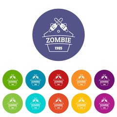 Zombie attack icons color set vector for any web design on white background