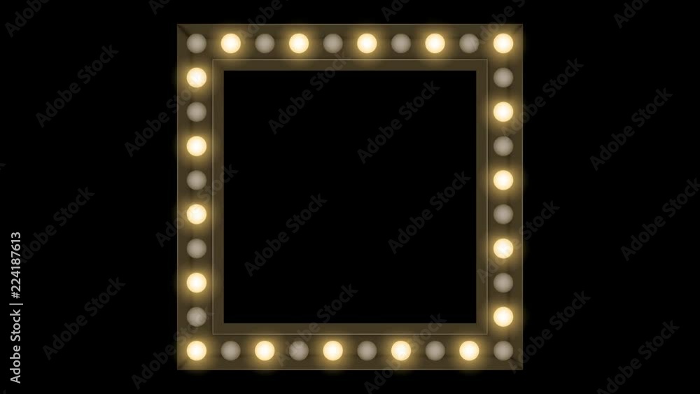 Aufkleber tunnel incandescent light bulb box frame square shape blink moving pattern, retro 3d virtual style i