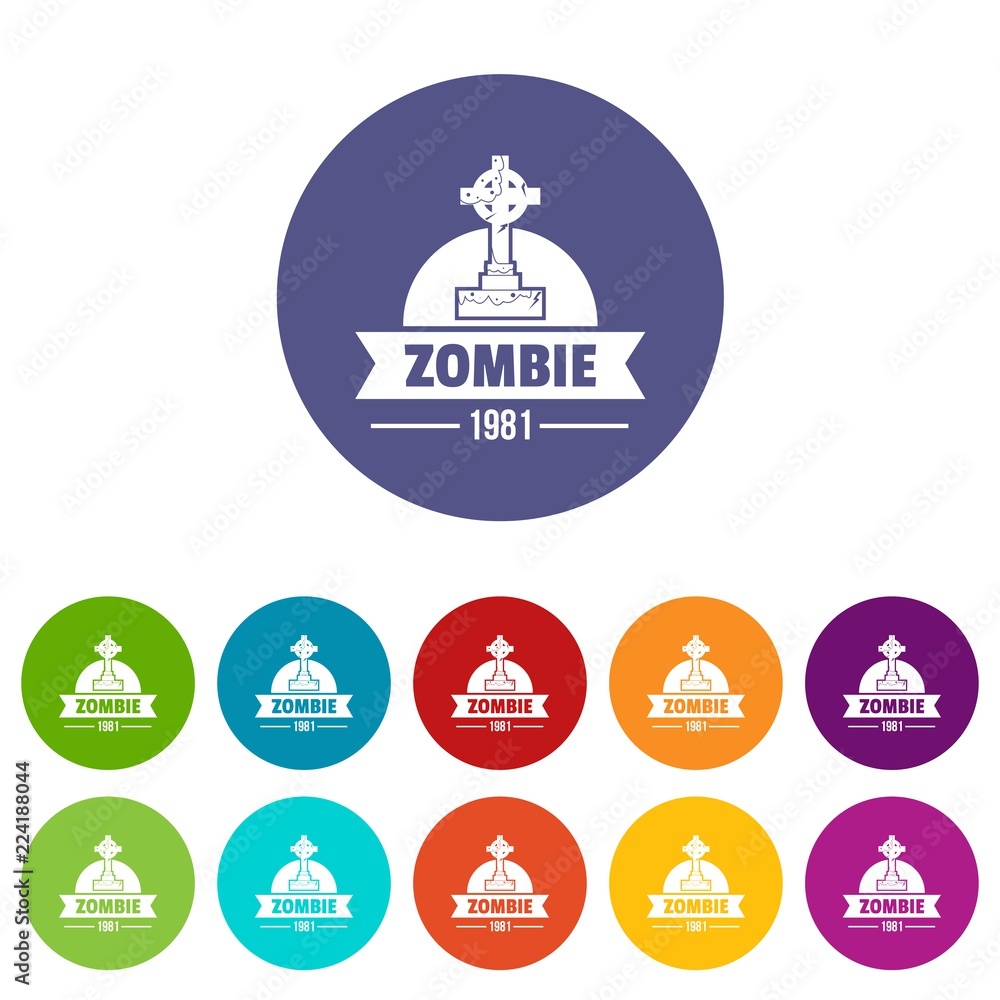 Poster zombie dark icons color set vector for any web design on white background
