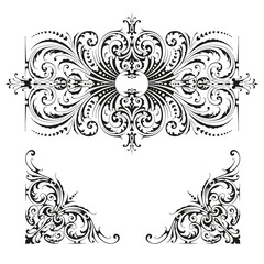 detailed classic Victorian style ornament / flourish and matching corner design elements - perfect for wedding stationery and everything needing an elegant twist