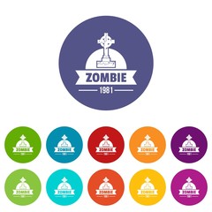 Fototapeta premium Zombie dark icons color set vector for any web design on white background