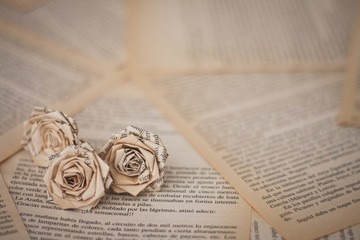 flowers - old book paper roses