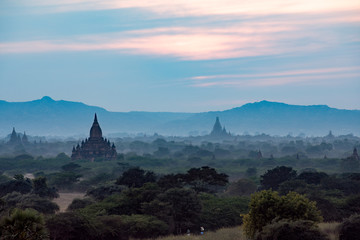 Buddha temple in the sunset dawn