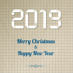 Origami 2019 symbol on a checkered paper brown background.