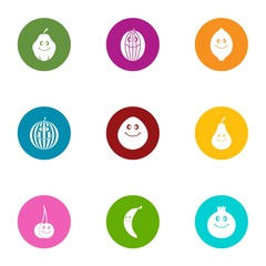 Vegan friendly icons set. Flat set of 9 vegan friendly vector icons for web isolated on white background