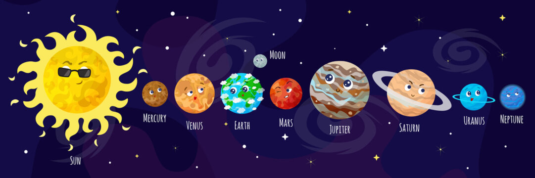 Cartoon planets vector illustration.