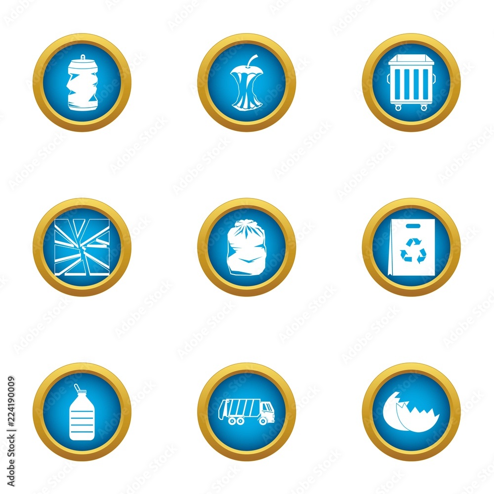 Poster smithereens icons set. flat set of 9 smithereens vector icons for web isolated on white background