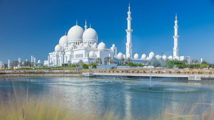 Sheikh Zayed Grand Mosque timelapse in Abu Dhabi, the capital city of United Arab Emirates