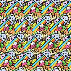 6496140 Funny doodle monsters seamless pattern for prints, designs and coloring books