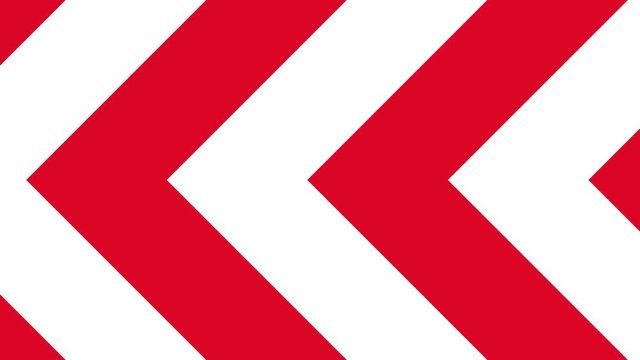 Alternative red and white arrows show direction to the left - warning lines looping animation
