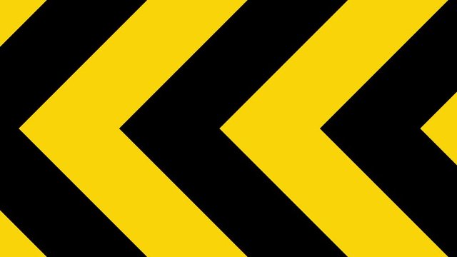 Alternative yellow and black arrows show direction to the right - warning lines looping 4k animation