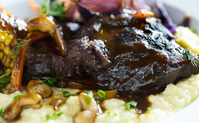 grilled meat on wooden back ground