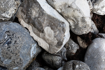 geology detail shot of beach stones