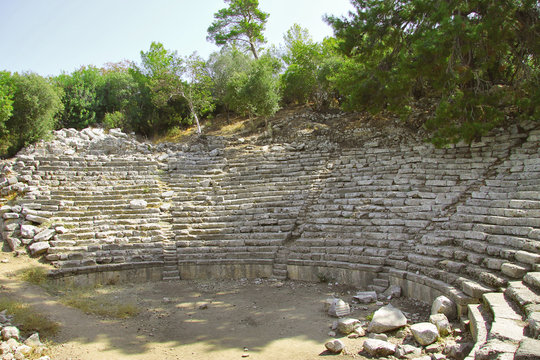 Ancient amphitheater in antic city Phaselis Turkey