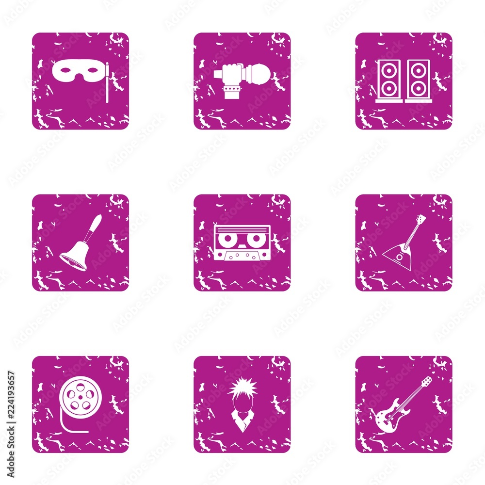Aufkleber melodic icons set. grunge set of 9 melodic vector icons for web isolated on white background
