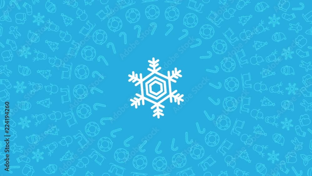 Poster snowflake christmas icon pattern circle shape rotate moving illustration on red color background sea