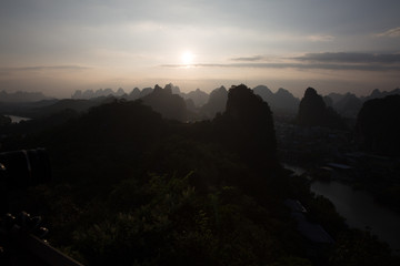 small fisher village on a river in asia china