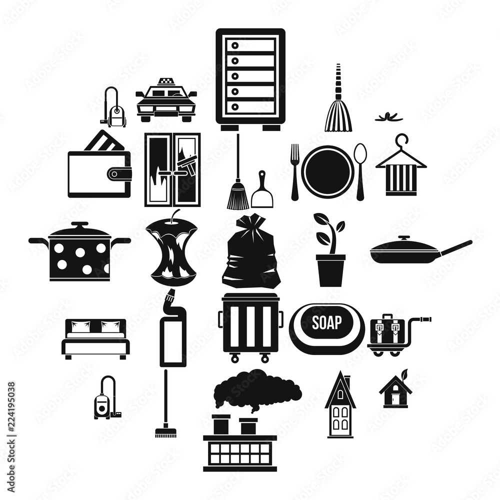 Poster clean up icons set. simple set of 25 clean up vector icons for web isolated on white background